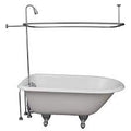 My PlumbingStuff R2200A Clawfoot Tub Shower Faucet and Rectangular Combo Set - 3 ?-Inch Center-Diverter Faucet in Chrome - ¾” MIP Connections - 61” 2-Piece Riser with Shower Head - 42” x 27” Shower Ro Condition-New