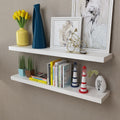 YITHOPI 2 White MDF Floating Wall Display Shelves Book/DVD Storage,Set-Living Room, Bathroom, Kitchen and Bedroom Storage Shelf