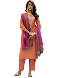 Naixa WomenS Rayon Embroidered Straight Kurta With Pant And Dupatta Sets (Nx2-700-Orange-L)