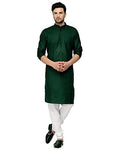 Ashtang MenS Cotton Blend Solid Straight Kurta (Pln-Kk-Bg-44) Green