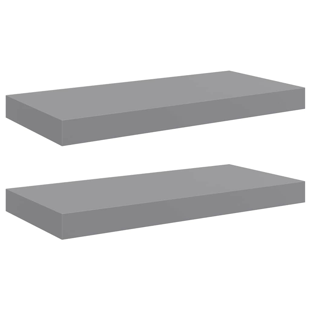 vidaXL Wall Shelves 2 Pcs, Floating Shelves, Display Shelves, Wall Mounted Shelves for Photo Frame Trophy Planter Pot Decorations, Modern, Gray Condition-New