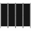 vidaXL Room Divider, 4 Panel Folding Privacy Screen for Room Separation, Freestanding Room Divider for Office, Industrial Modern Style, Black