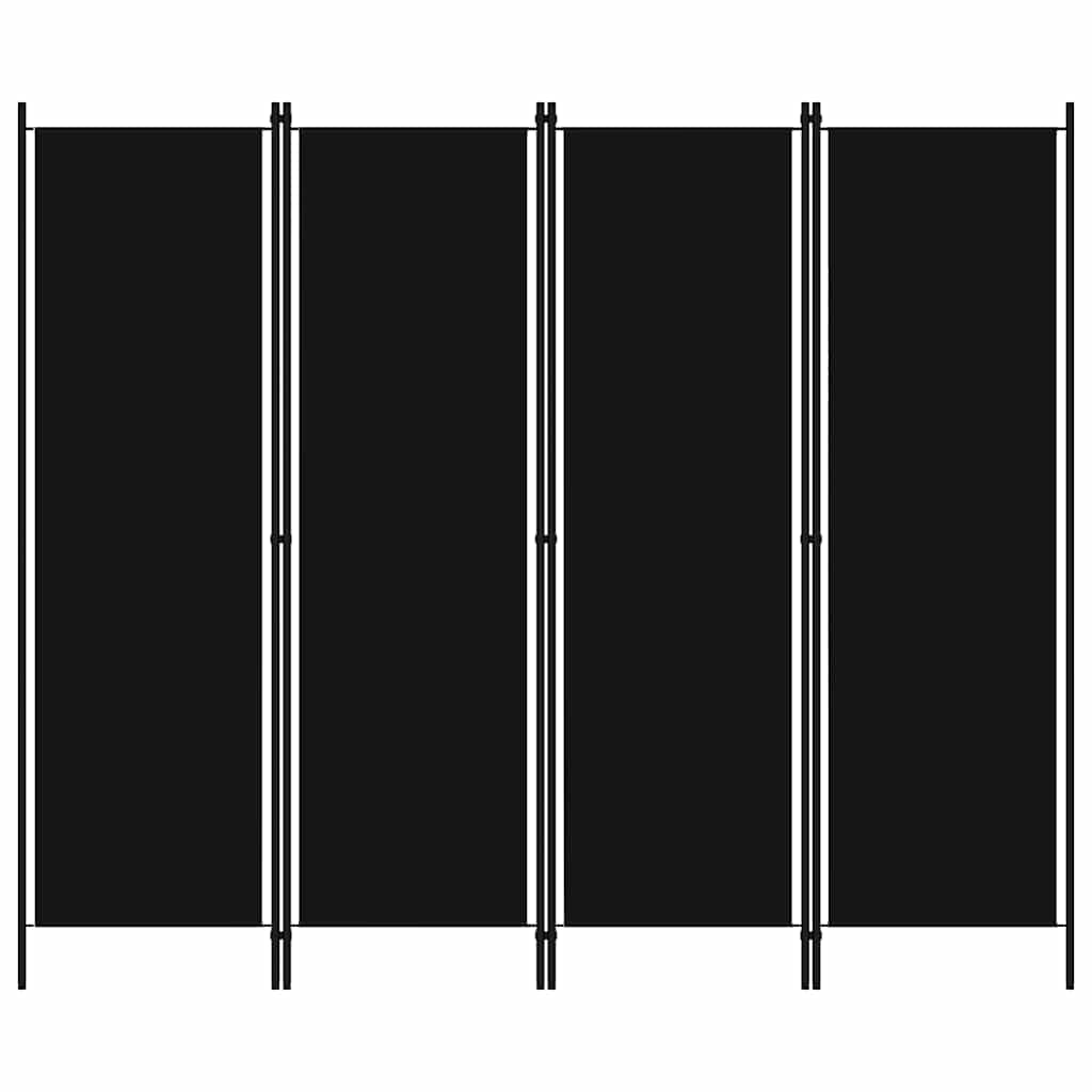 vidaXL Room Divider, 4 Panel Folding Privacy Screen for Room Separation, Freestanding Room Divider for Office, Industrial Modern Style, Black