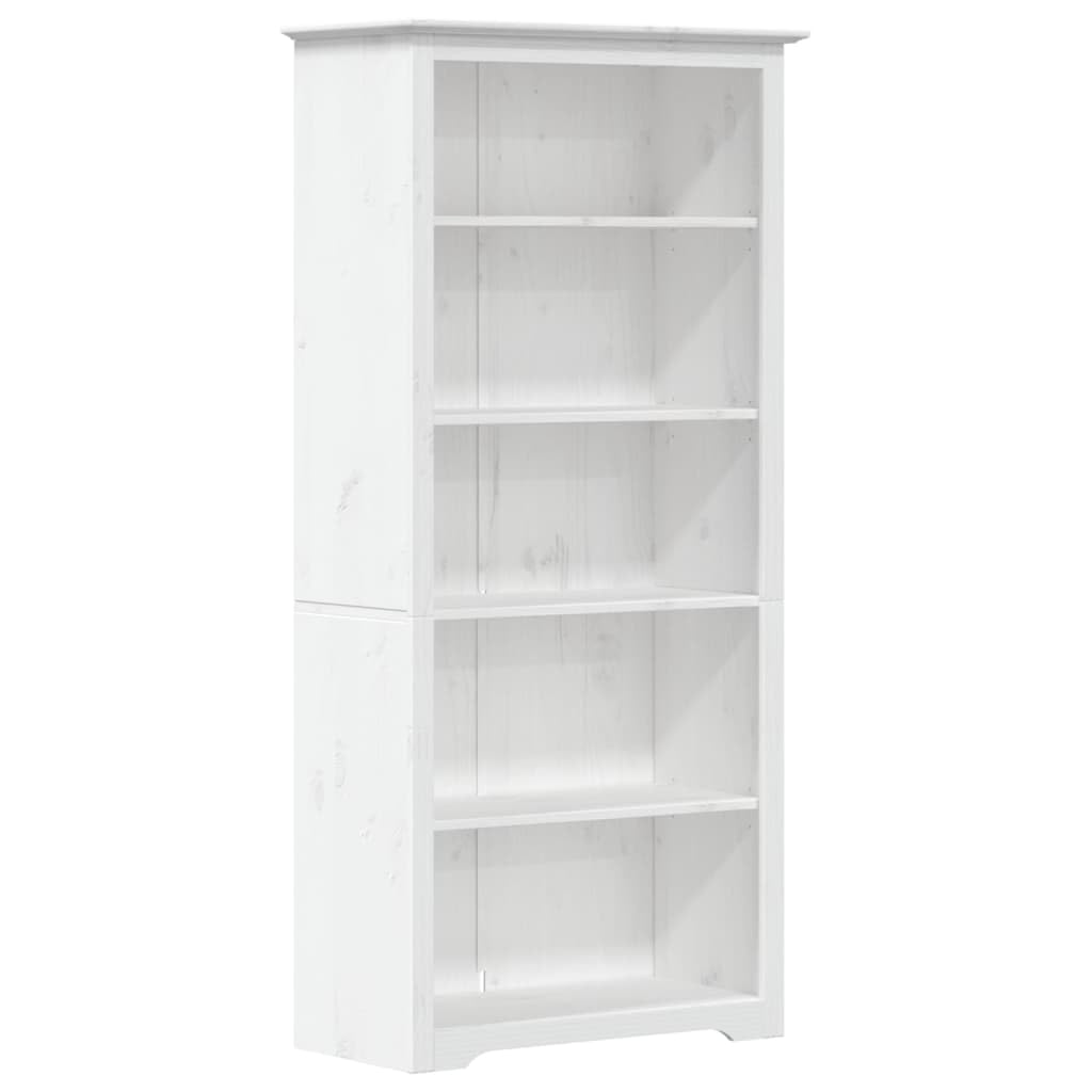vidaXL Bookcase, Bookshelf for Living Room, Storage Cabinet with Doors and Shelves, Sideboard, Modern Style, BODO White Solid Wood Pine 5-Tier Condition-New