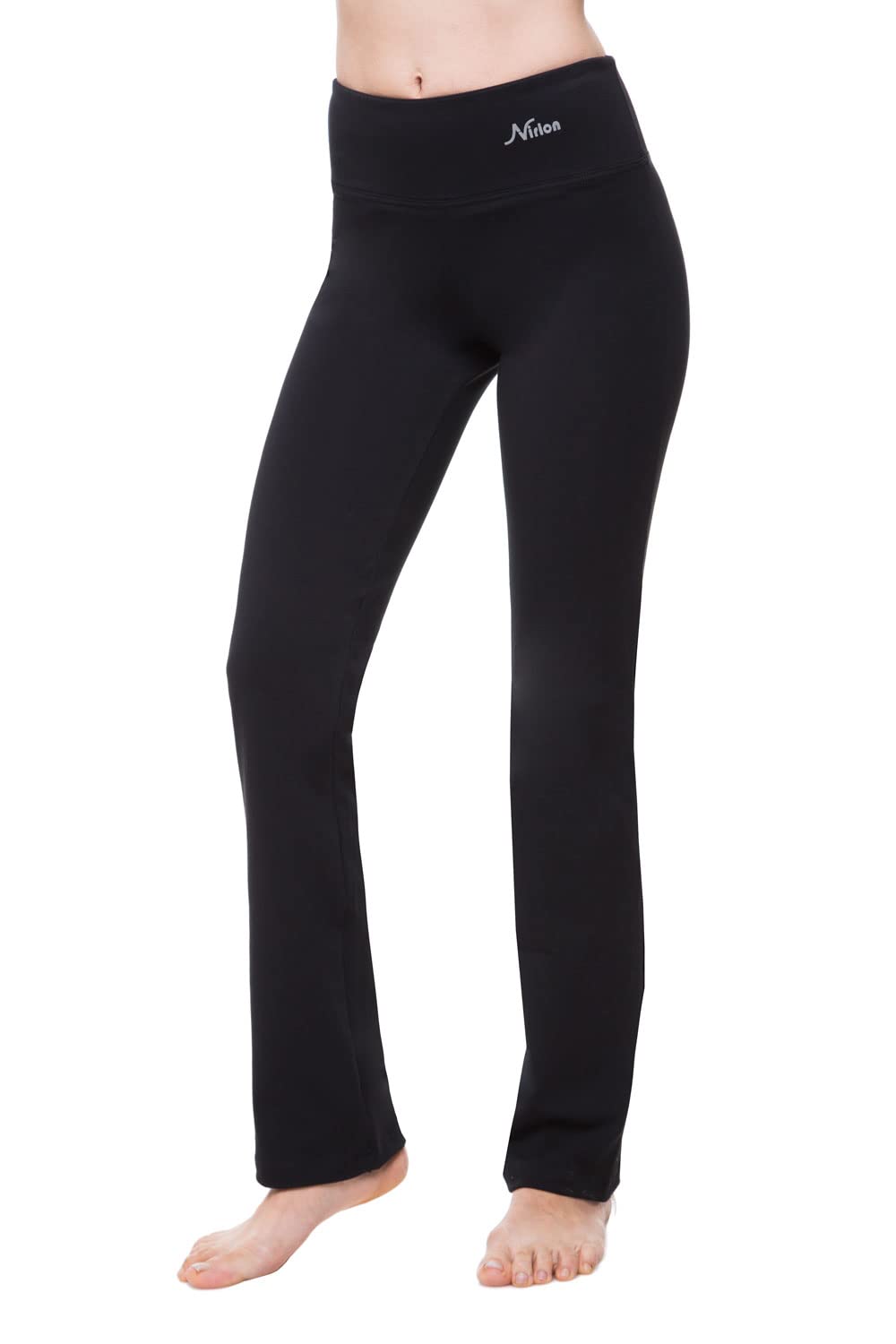 Nirlon Womens Bootcut Yoga Pants - Flare Leggings Yoga Pants Women Soft & Breathable Womens Yoga Pants Flared Leggings Regular & Plus Size Yoga Pants for Women Wide Leg (L 34 Inseam  Black)