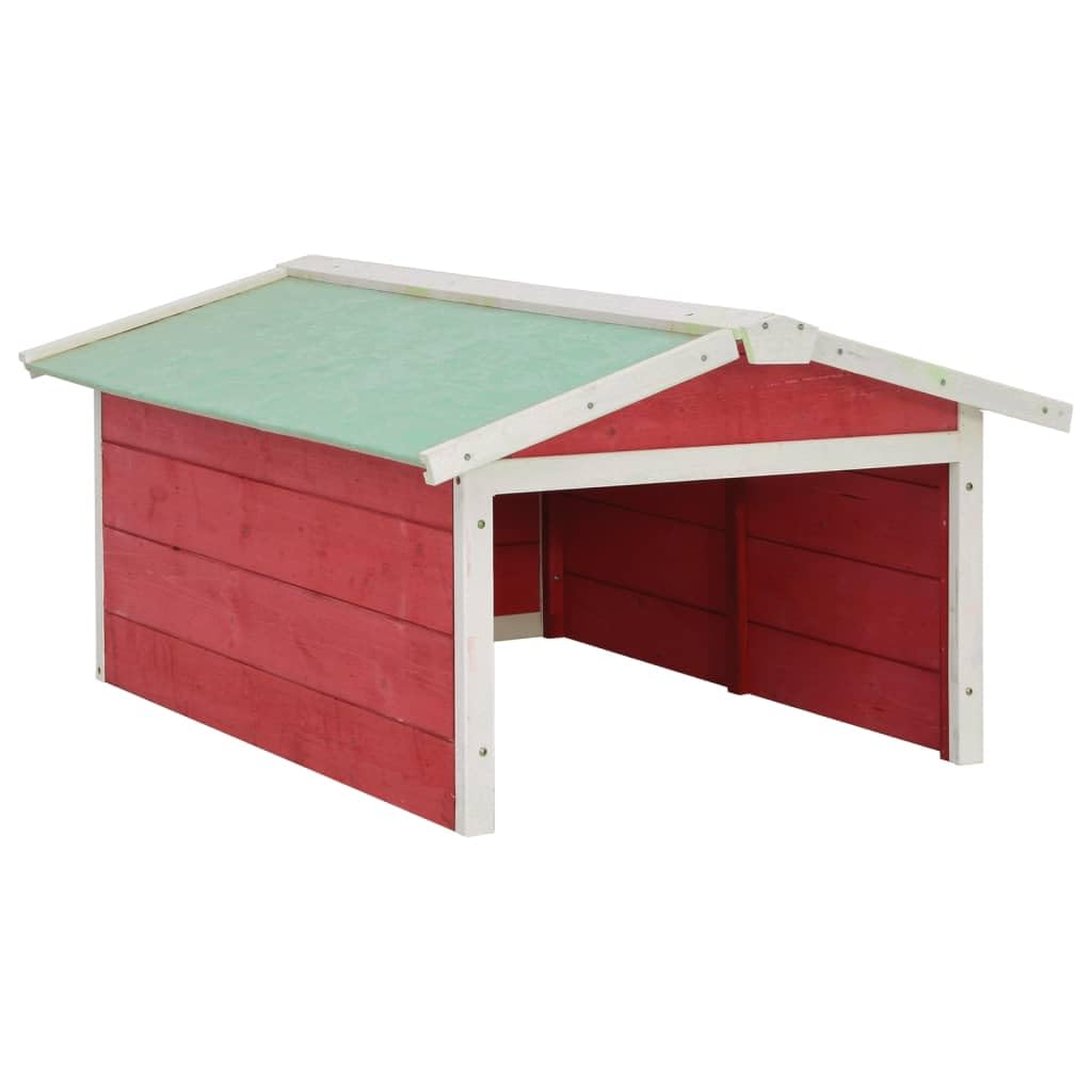 vidaXL Lawn Mower Garage House - Red/White Firwood - Outdoor - from Rain and UV-Like New Condition-Like New