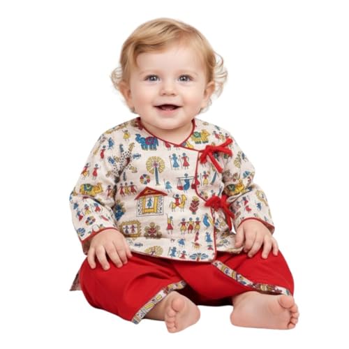 A.T.U.N. (All Things Uber Nice) Cotton Warli Printed Dhoti Kurta Set For Baby Boys | Ethnic Festive Clothing Set | Traditional Comfort Outfit