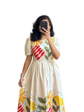 Royalica WomenS Pure Cotton Maxi Midi Dress  Elegant Floral Printed Long Dress | Soft & Breathable Fabric | Casual (In  Alpha  Xs  White)