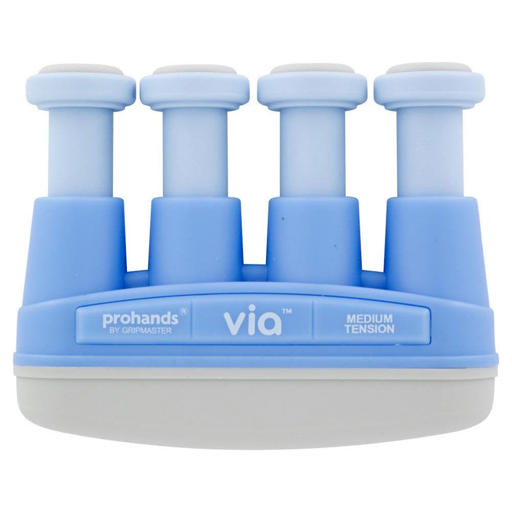Prohands VIA Hand Exerciser, Finger Exerciser (Hand Grip Strengthener), Spring-Loaded, Finger-Piston System, Isolate and Exercise Each Finger, (6 lb Medium Tension, Blue-Via Music)
