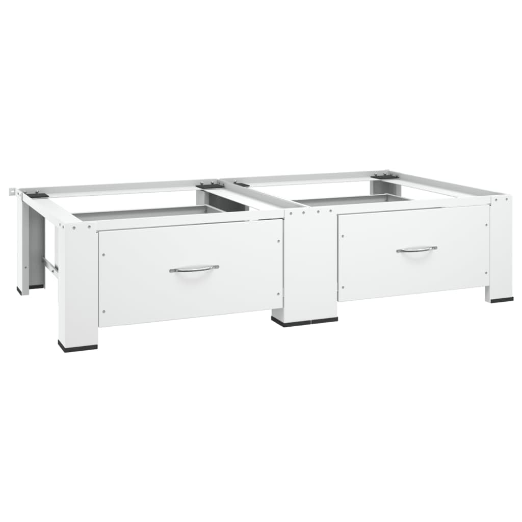 vidaXL Washing and Drying Machine Pedestal with Pull-Out Shelves White