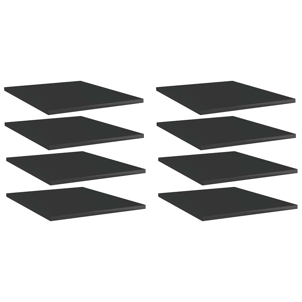 vidaXL 8pcs Bookshelf Boards - High Gloss Black, 15.7Inchx19.7Inchx0.6Inch, Quality Engineered Wood - Elegant, Durable and Easy to Clean Condition-New