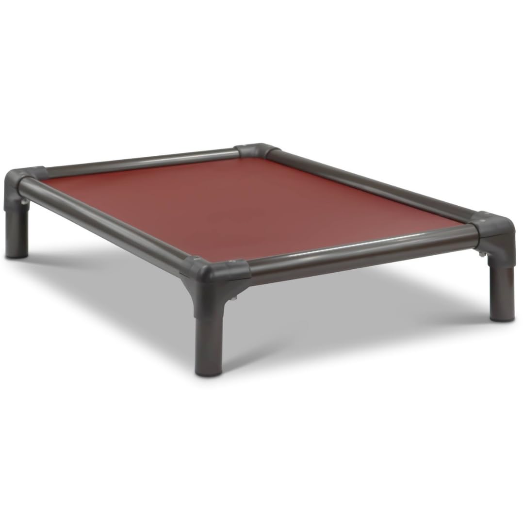 Kuranda Chewproof Elevated Dog Bed - Walnut PVC - 50 x 36 - Heavy Duty Vinyl - Burgundy