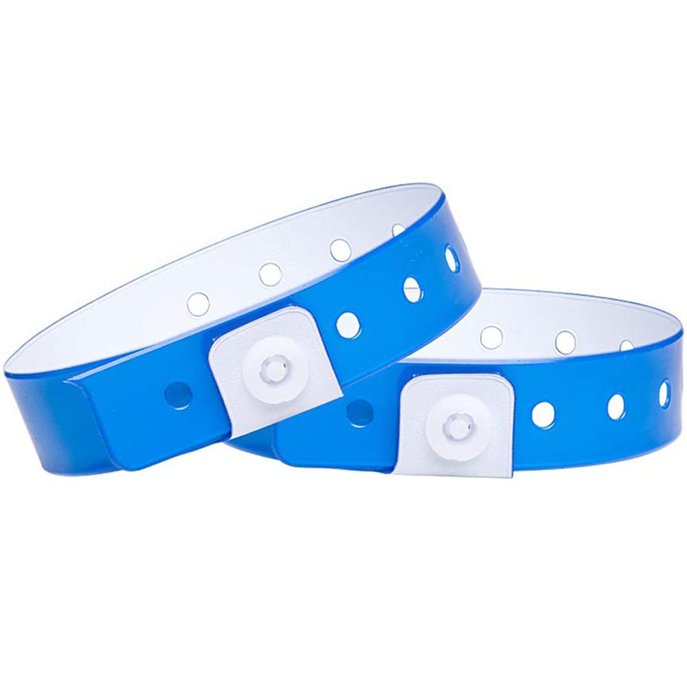 Ouchan Neon Blue Vinyl Wristbands - 100 Pack Plastic Wristbands for Party Events