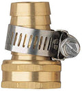 cozyou 2 Pack 5/8 Inch Brass Female Thread Hose Repair Mender Hose Connectors with Stainless Clamp