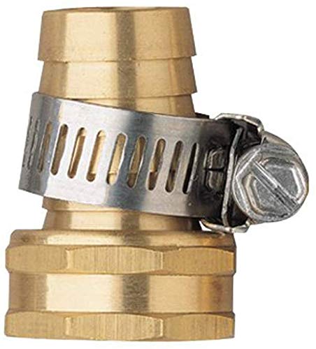 cozyou 2 Pack 5/8 Inch Brass Female Thread Hose Repair Mender Hose Connectors with Stainless Clamp