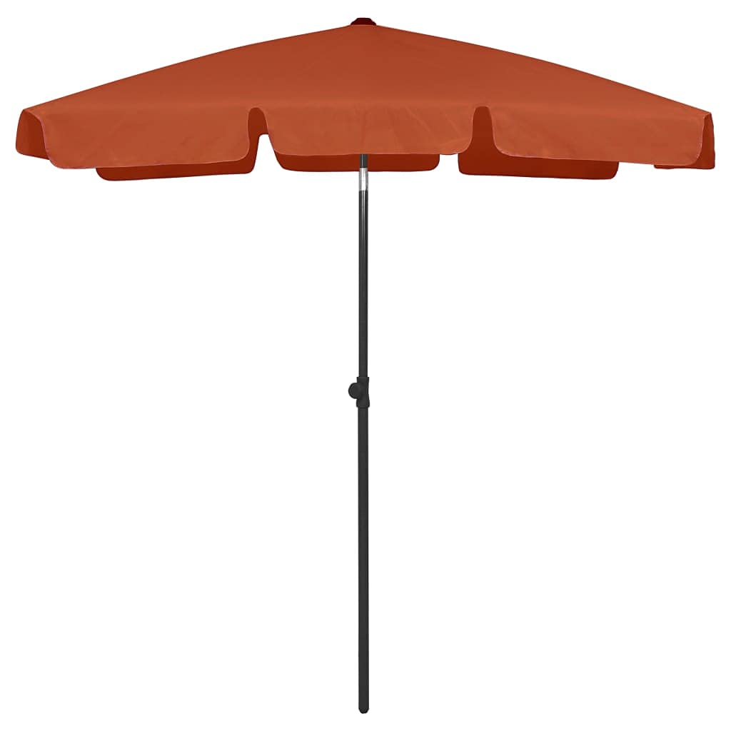 vidaXL Beach Umbrella in Elegant Terracotta - UV Protective and Anti-Fade Polyester Outdoor Umbrella with Tilt Function and Sturdy Ribbing Condition-New