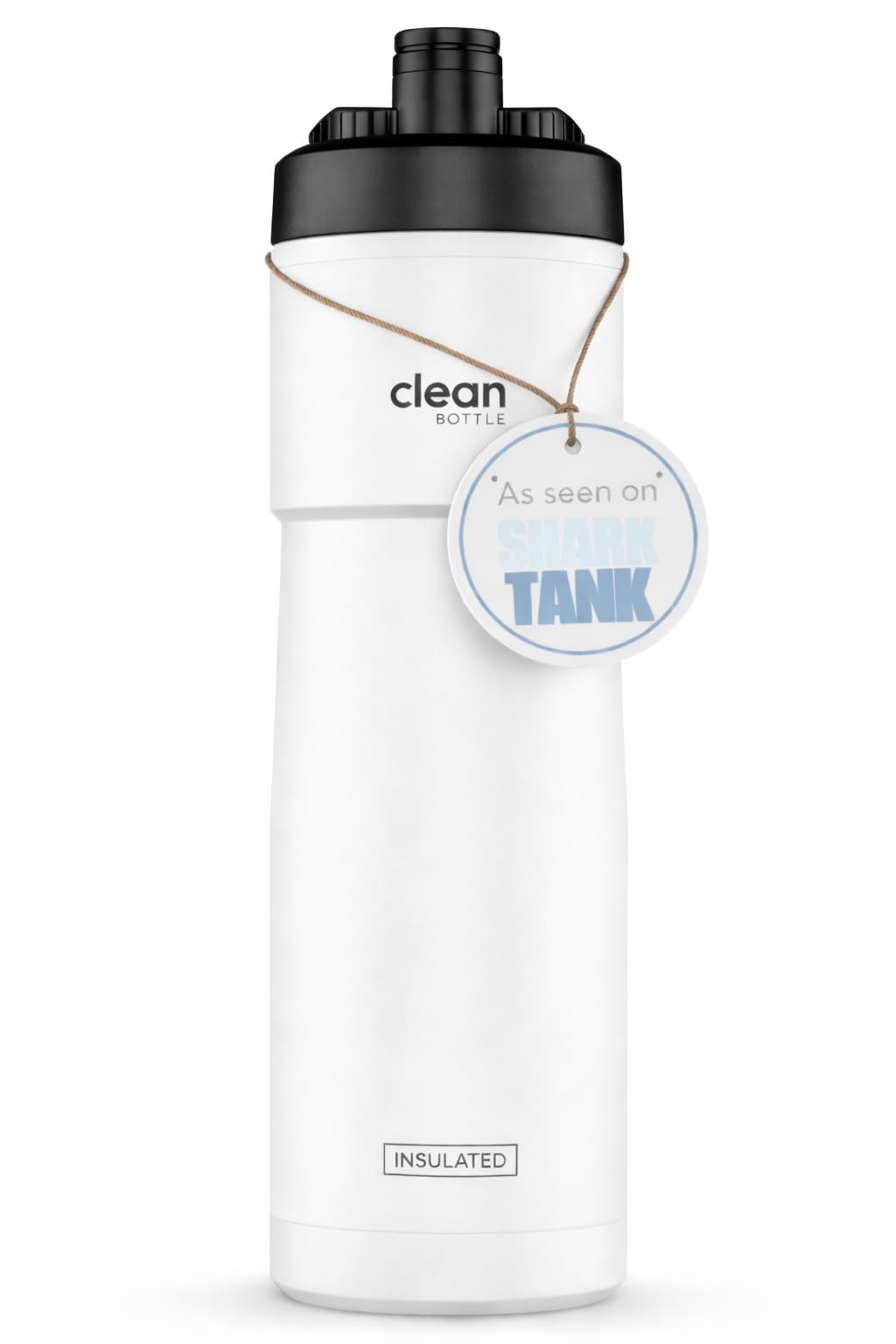 The Clean Hydration Company Sports Water Bottle 23oz | Insulated Bike Water Bottle with Easy-Clean Nozzle, Easy Squeeze | Leak-Proof Cycling, Running, Gym & Fitness Bottle | BPA-Free, Gloss White
