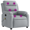vidaXL Light Gray Fabric Massage Recliner Chair with Side Pocket and Manual Adjustability for Living Room Comfort-Like New Condition-Like New