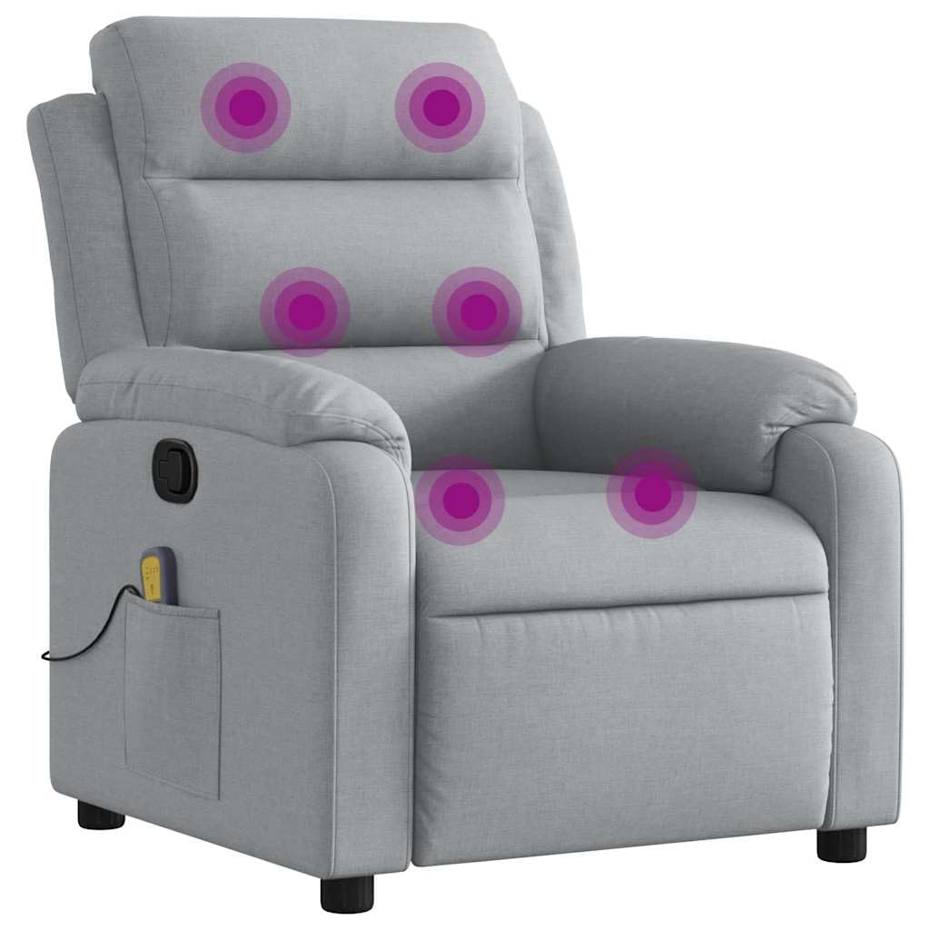 vidaXL Light Gray Fabric Massage Recliner Chair with Side Pocket and Manual Adjustability for Living Room Comfort-Like New Condition-Like New