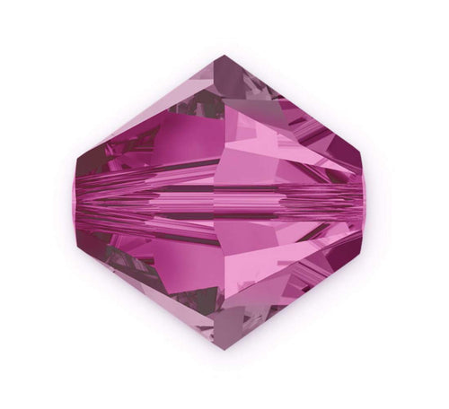 100pcs Authentic Preciosa 4mm (0.16 Inch) Small Faceted Bicone Crystal Loose Beads Fuchsia Compatible with Swarovski Elements Crystals for Jewelry Making Pre-B422
