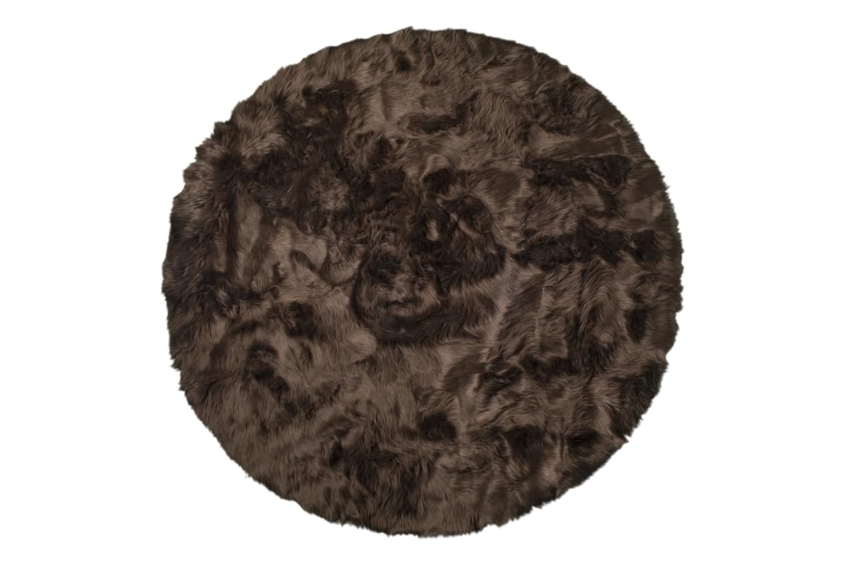 6 X 6 Chocolate Round Faux Fur Washable Non Skid Area Rug