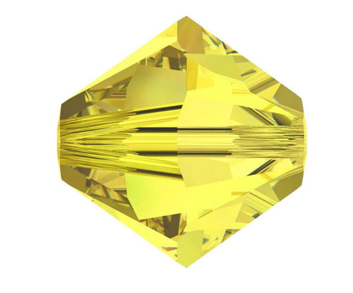 200pcs Authentic Preciosa 4mm (0.16 Inch) Small Faceted Bicone Crystal Loose Beads Yellow Citrine Compatible with Swarovski Elements Crystals for Jewelry Making Pre-B429
