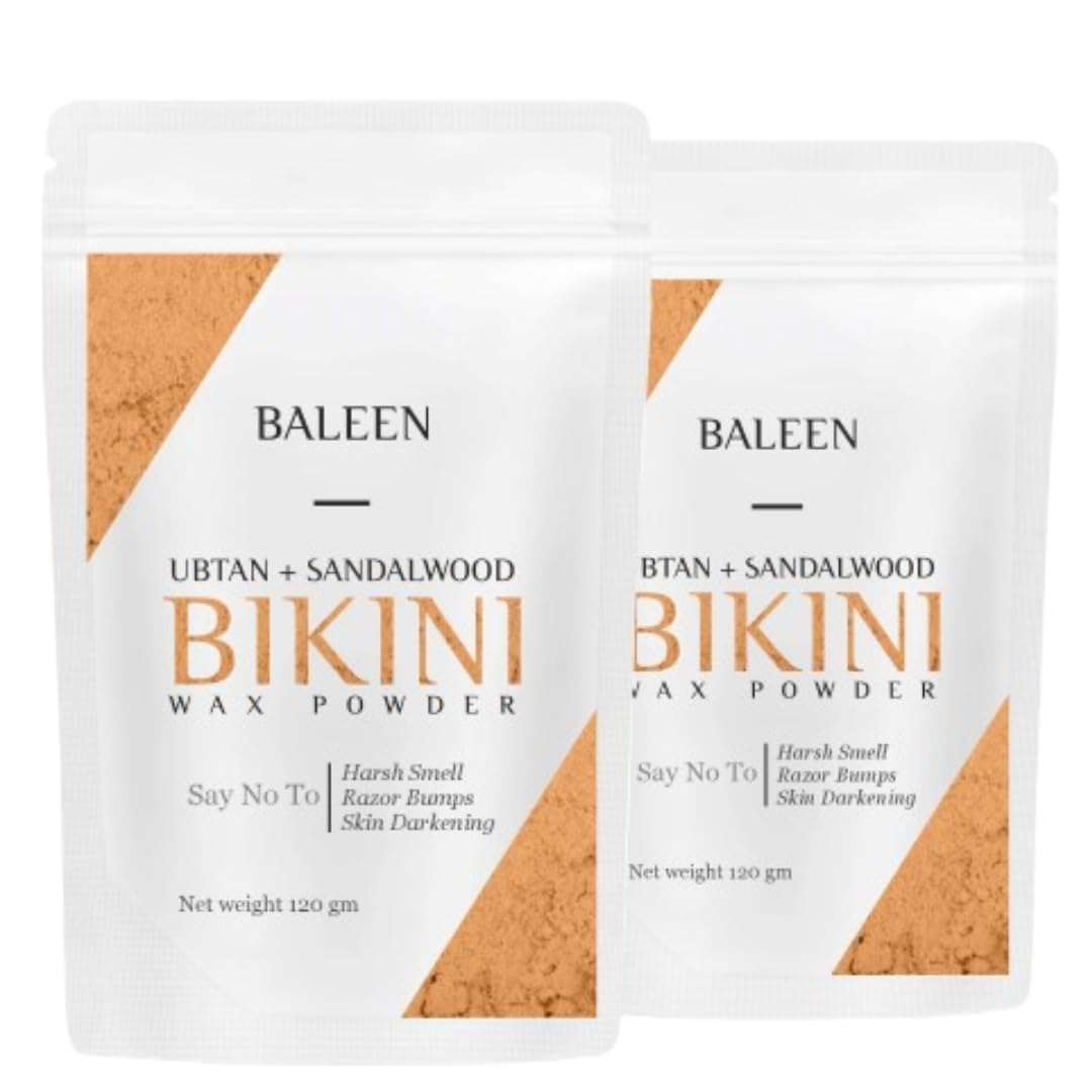 Baleen Bikini Wax Powder Women With Ubtan & Sandalwood 120 Gm (Pack Of 2) | Painless Herbal Hair Removal Powder For Women Bikini Area  Legs  Hands & Underarms With No Harmful Chemicals  No Irritation