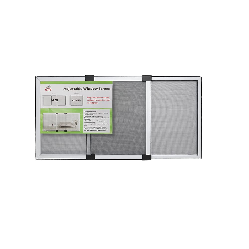 FLYZZZ Adjustable Window Screen Horizontal (19.68InchH x 28Inch-52InchW) 1 Pack Expandable Window Screen Large Replacement for Home Condition-New