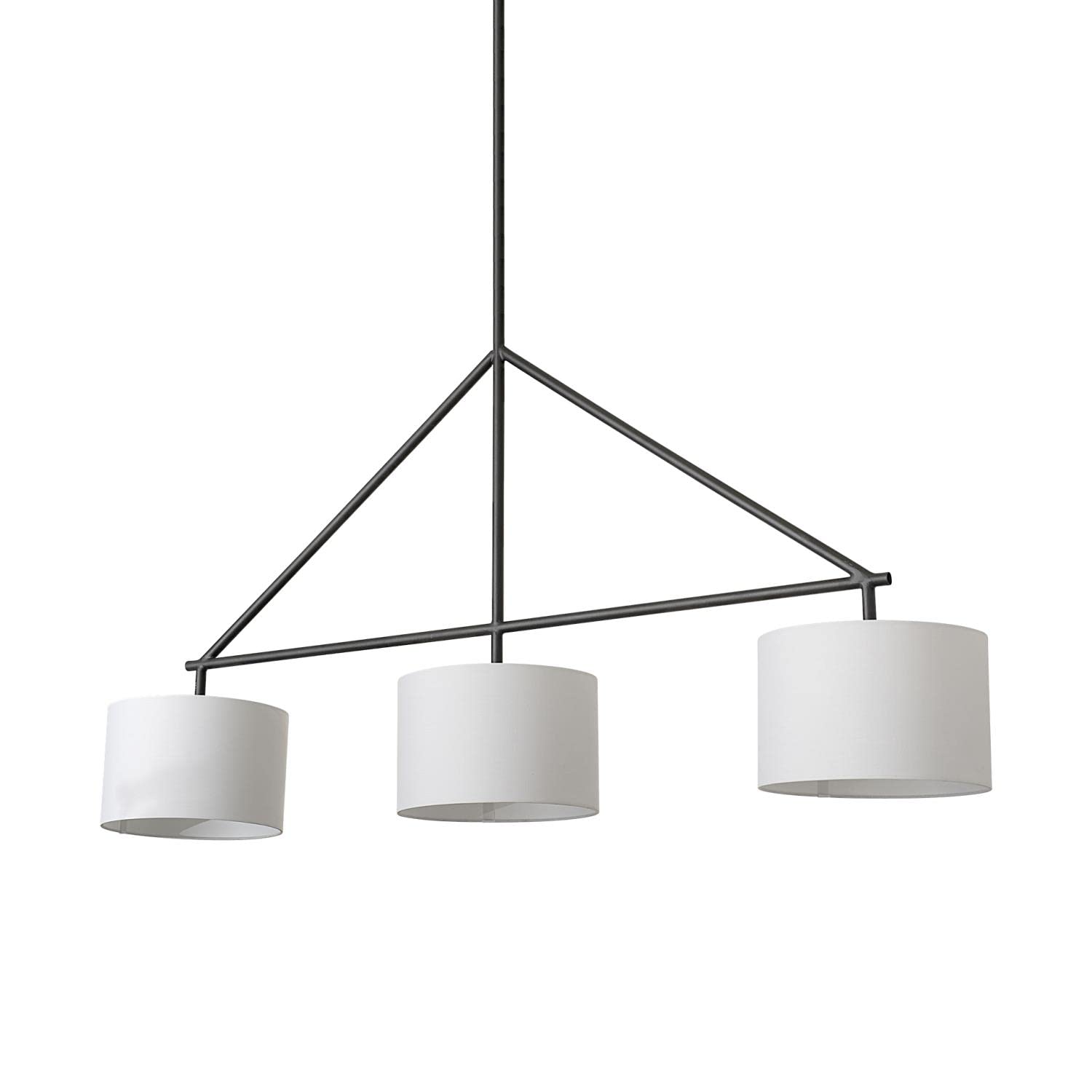 Mercana Nelly 60X74 Black Metal Pipe White Shade Three Bulb Chandelier Light-Like New Condition-Like New