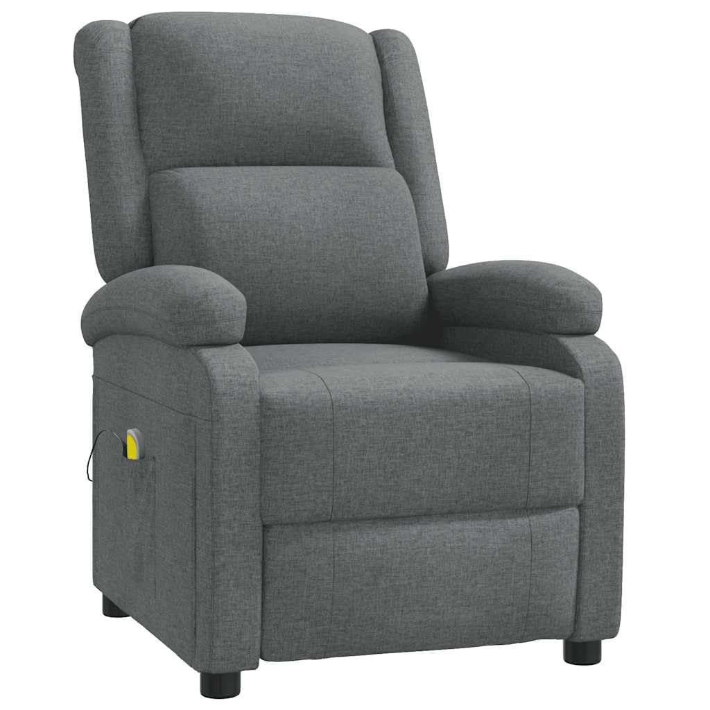 vidaXL Massage Chair with Manual Recline - Dark Gray Fabric, 6-Point Vibration Massage, USB-Powered with Remote, Cozy Armrests Condition-Used