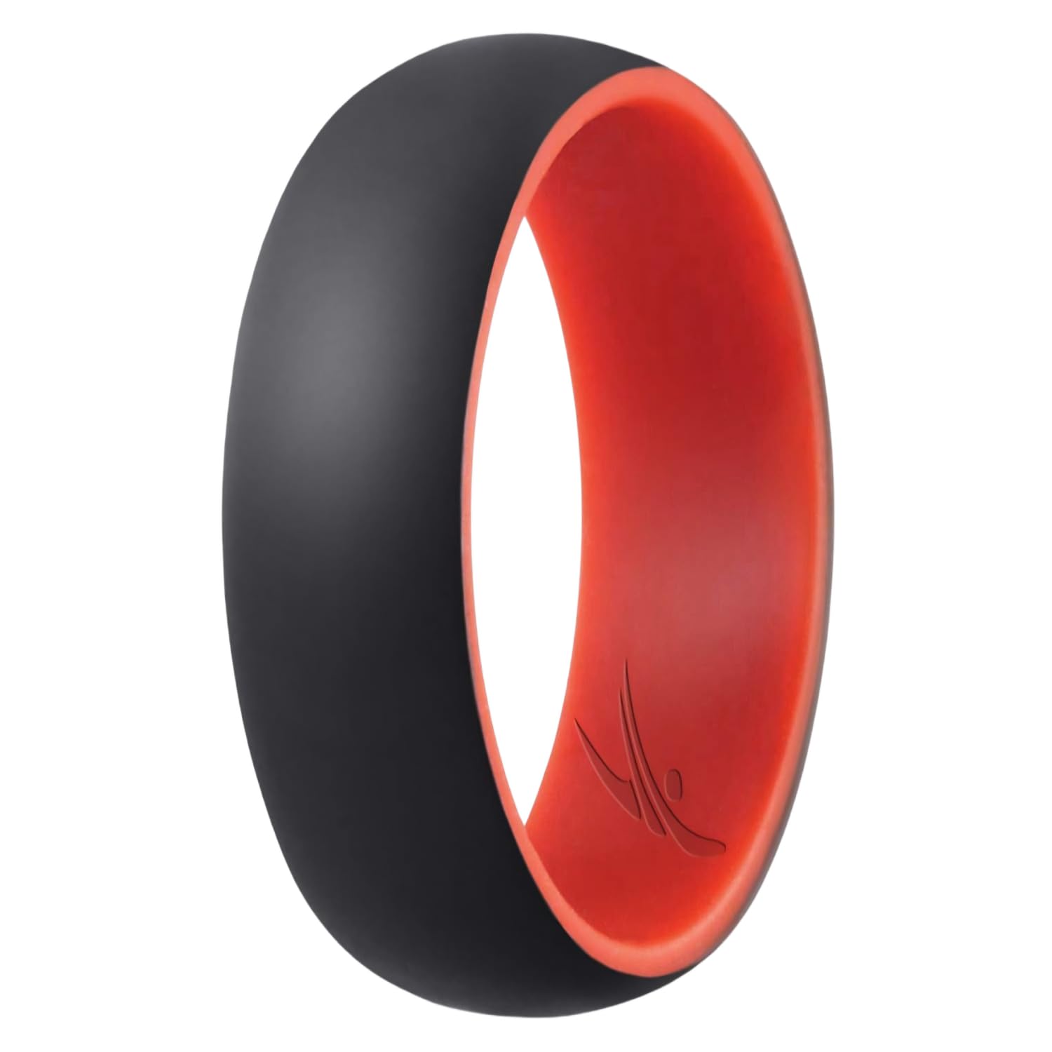 ROQ Silicone Rubber Wedding Ring for Men, Comfort Fit, Men's Wedding Band, Breathable Rubber Engagement Band, 9mm Wide 2mm Thick, Dome Style Duo Collection, Single, Black & Red, Size 11 Condition-New