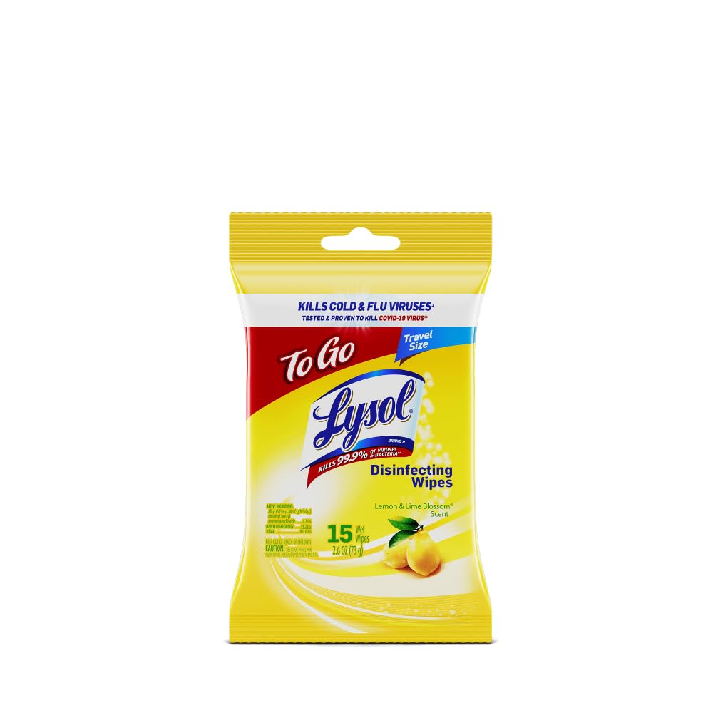 LYSOL Disinfecting Wipes - Lemon & Lime Blossom To-Go Flatpack 15 ct. 1 pack