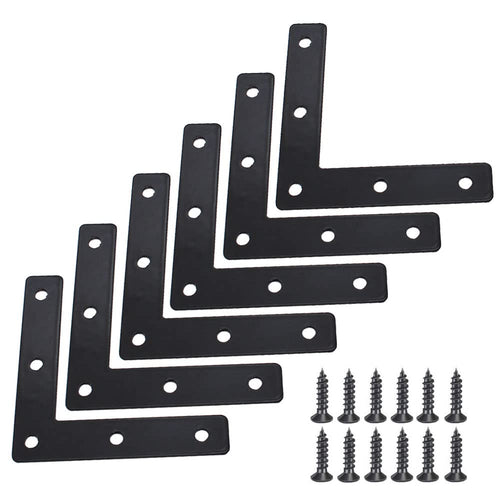 20 Pcs Black Flat Corner Brace Brackets 80mmx80mm Metal Right Angle Corner Brace L Shaped Brackets Mending Plate Bracket with Screws