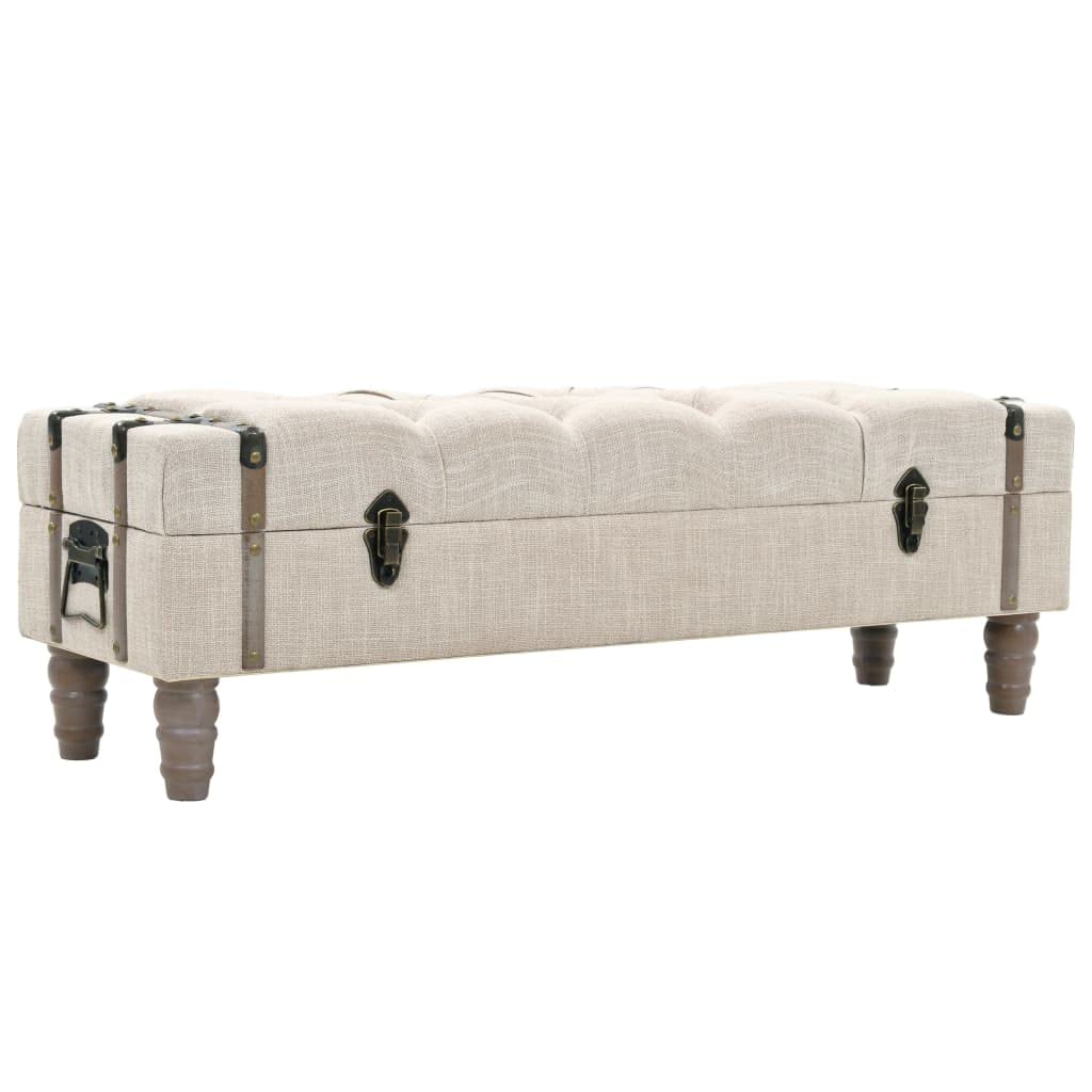 FUDUGEHMIOFWFJJ Ottoman,Ottoman with Storage,Bedroom Bench,Storage Bench 43.7Inch Cream Solid Wood Fir&Fabricottomans,Ottoman Bed,Bench for Bedroom,Bench with Storage, Condition-Used