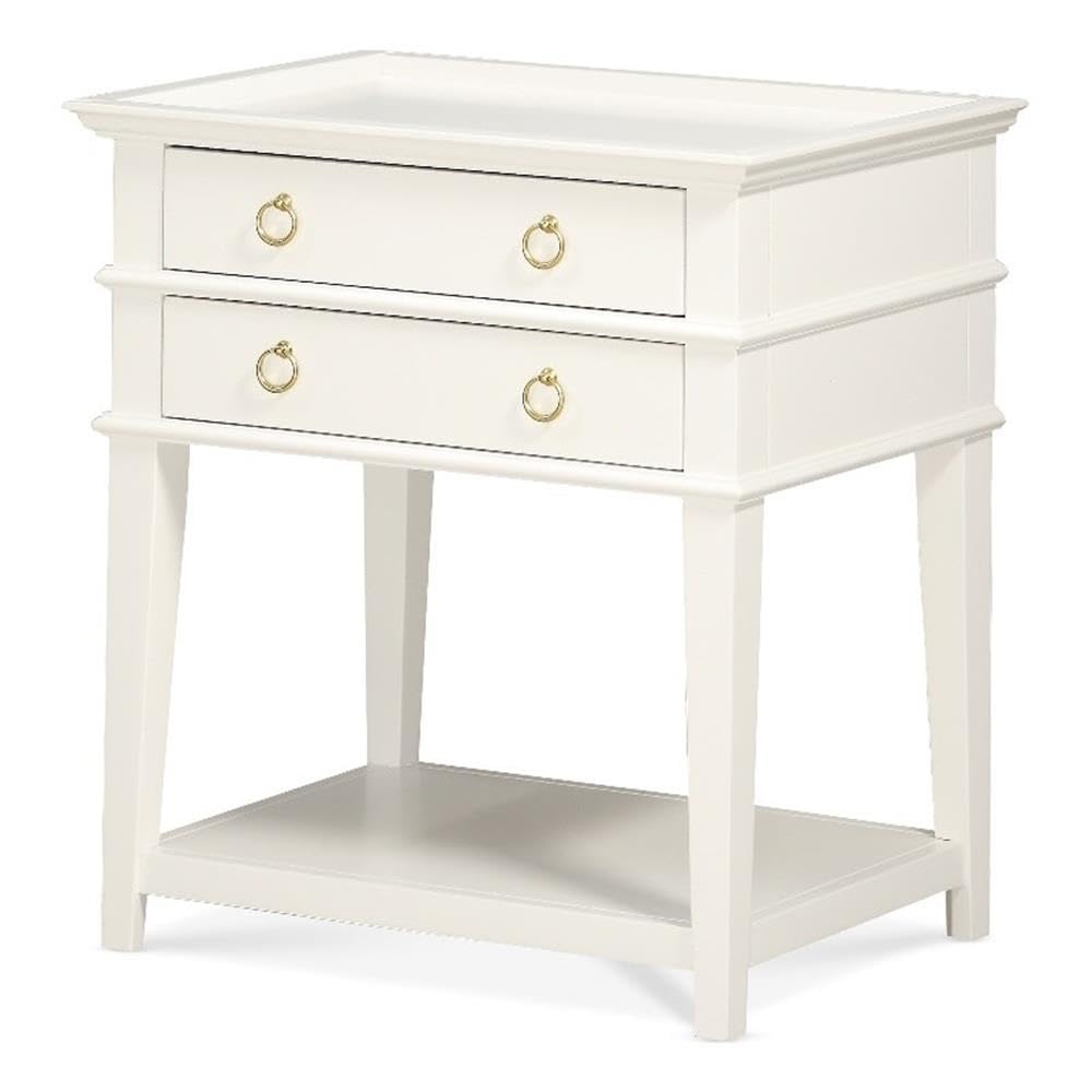 Comfort Pointe Clara 2-Drawer Tray Top Wood Nightstand in White Condition-New
