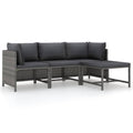 vidaXL 4-Piece Patio Lounge Set - Outdoor Furniture with Cushions - Weather-Resistant Poly Rattan - Gray/Anthracite - Easy to Clean & Maintain-Like New Condition-Like New