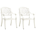 vidaXL Set of 2 Cast Aluminum White Patio Chairs - Weather Resistant, Durable & Elegant Outdoor Dining Seating Furniture-Like New Condition-Like New