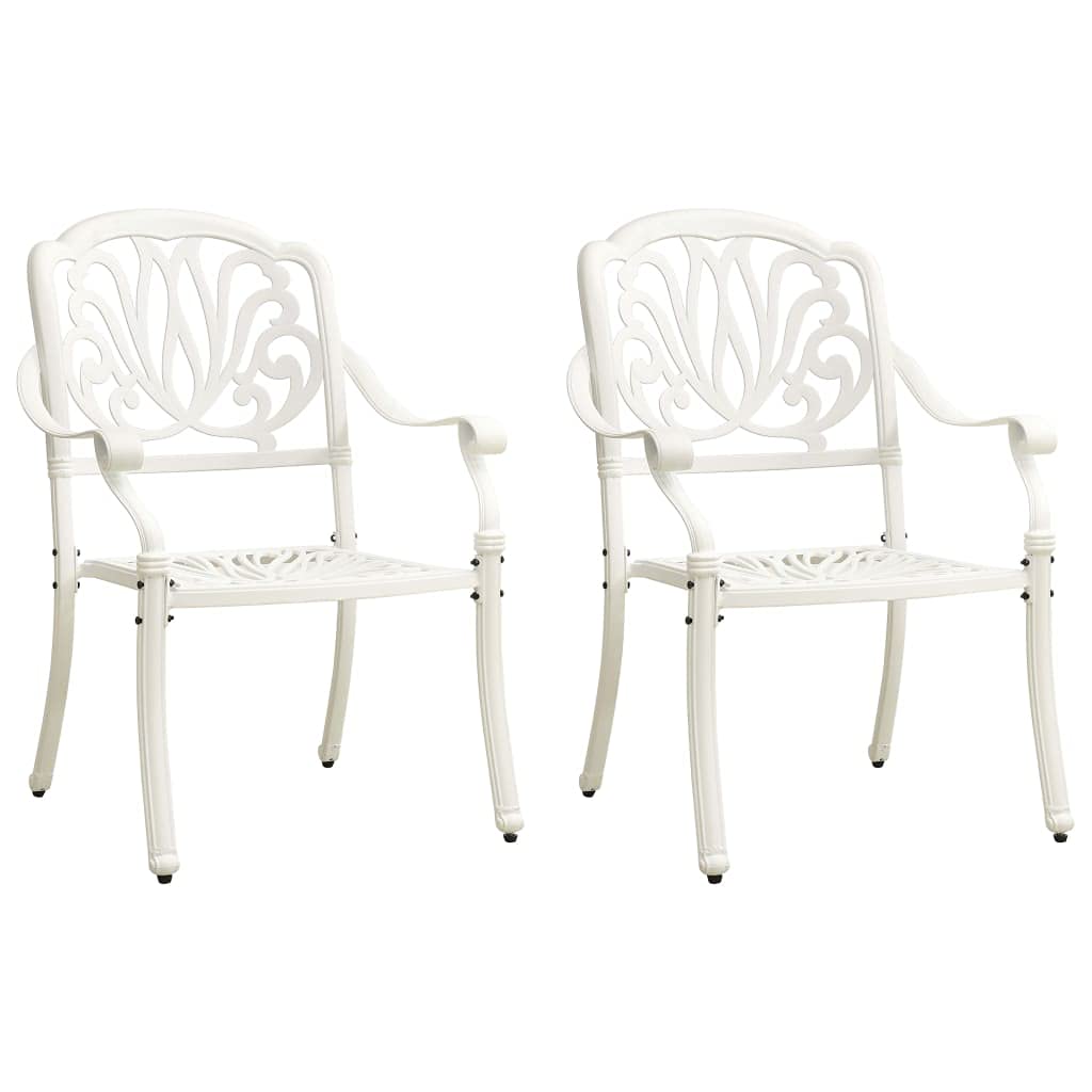 vidaXL Set of 2 Cast Aluminum White Patio Chairs - Weather Resistant, Durable & Elegant Outdoor Dining Seating Furniture-Like New Condition-Like New