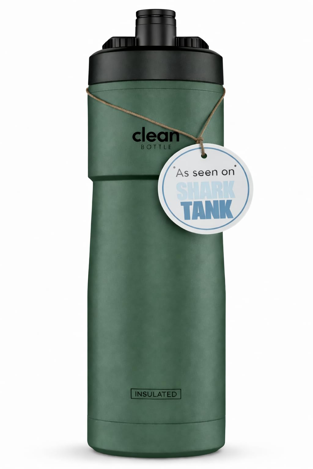 The Clean Hydration Company Sports Water Bottle 23oz | Insulated Bike Water Bottle with Easy-Clean Nozzle, Easy Squeeze | Leak-Proof Cycling, Running, Gym & Fitness Bottle | BPA-Free, Matte Green