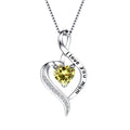 NUOKUN Mom Heart Necklace For Women, S925 Sterling Silver Mom Necklace,Birthstone Best Mom Necklace Jewelry for Sons and Daughters on Mothers Day Birthday Gift