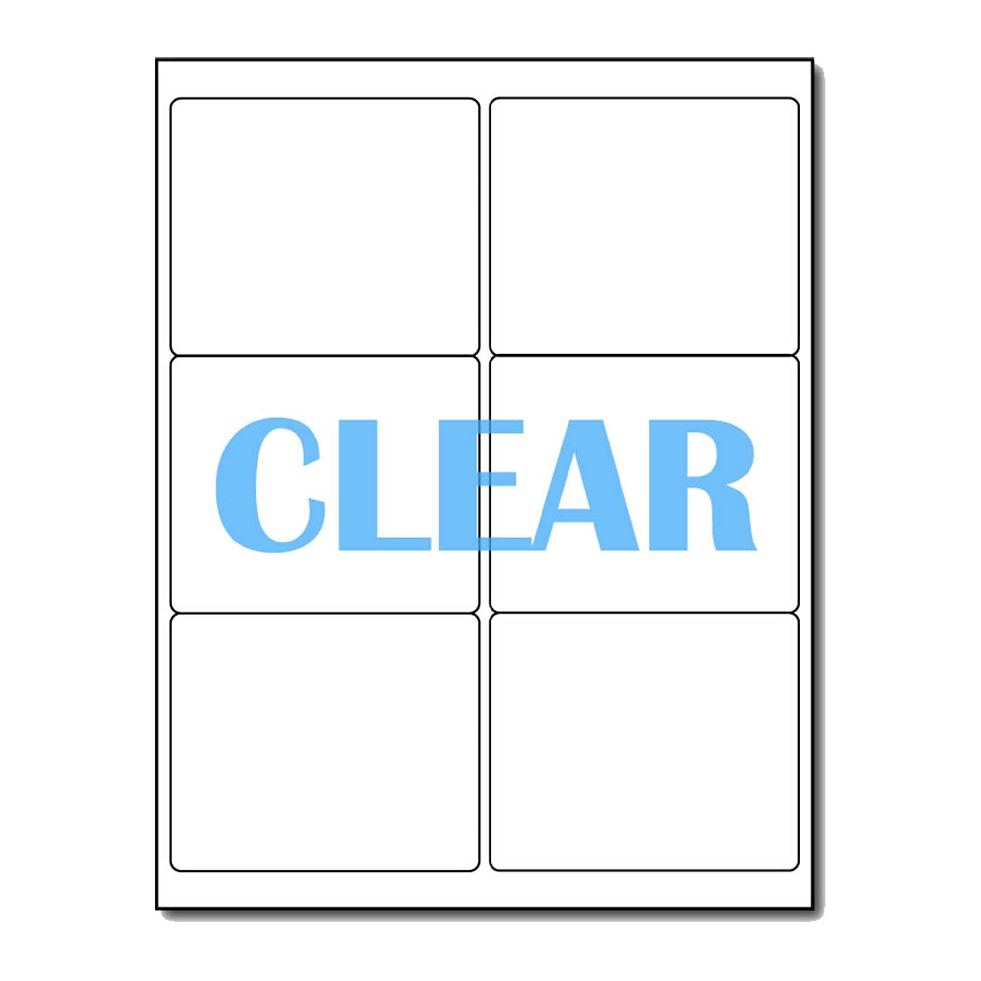 Crystal Clear Shipping Labels for Laser Printers - 4 x 3 1/3 - 6 per Sheet - 10 Sheets / 60 Labels