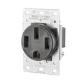 Leviton 279-S00 50 Amp, 125/250V, Nema 14-50R, 3P, 4W, Flush Mounting Receptacle, Straight Blade, Industrial Grade, Grounding, Side Wired, Steel Strap, Black