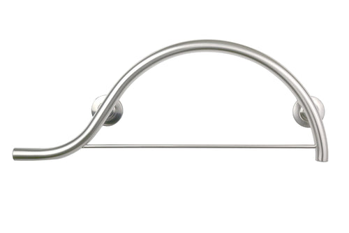 30-inch Designer Curved/Waved Bathroom Shower Grab Bar with Towel Bar  Left-Handed  Satin