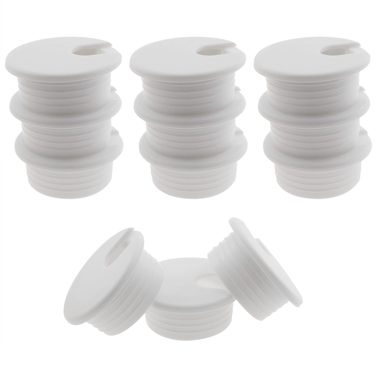 HJGarden 12PCS 1-1/2inch / 38mm Desk Grommet Wire Cord Cable Grommets Hole Cover for Office PC Desk Cable Cord Organizer Plastic Cover  White