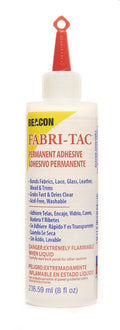 BEACON Fabri-Tac Premium Fabric Glue - Quick Drying, Crystal Clear, Permanent - for Fabrics, Canvas, Lace, Wood and More, 8-Ounce
