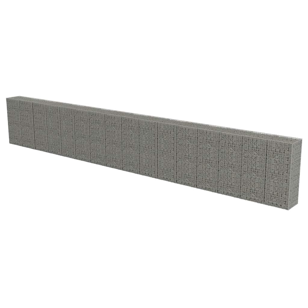 vidaXL Gabion Wall, Gabion Basket Post for Outdoor Garden Patio Privacy Protection, Gabion Wall with Covers, Rock-Stone Wall, Galvanized Steel Condition-New