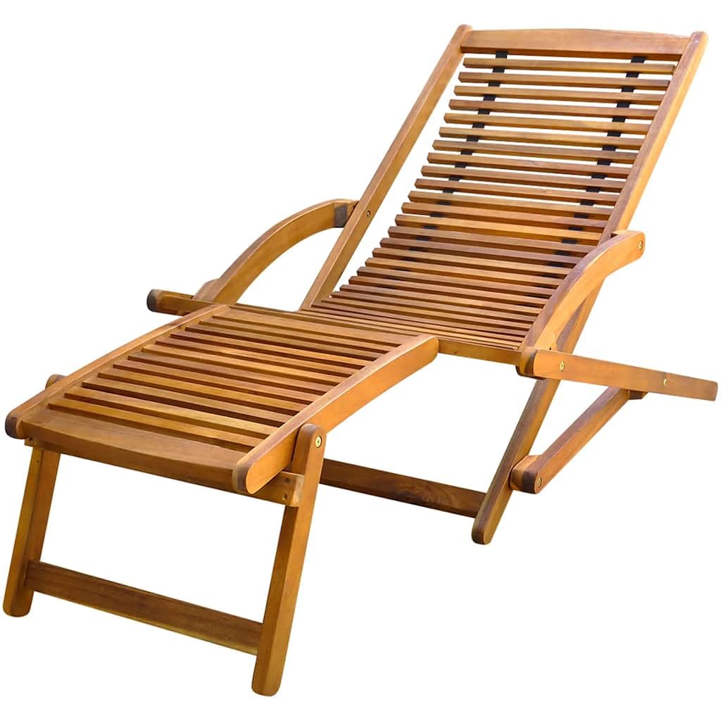 vidaXL Garden Chair with Footstool Acacia Wood