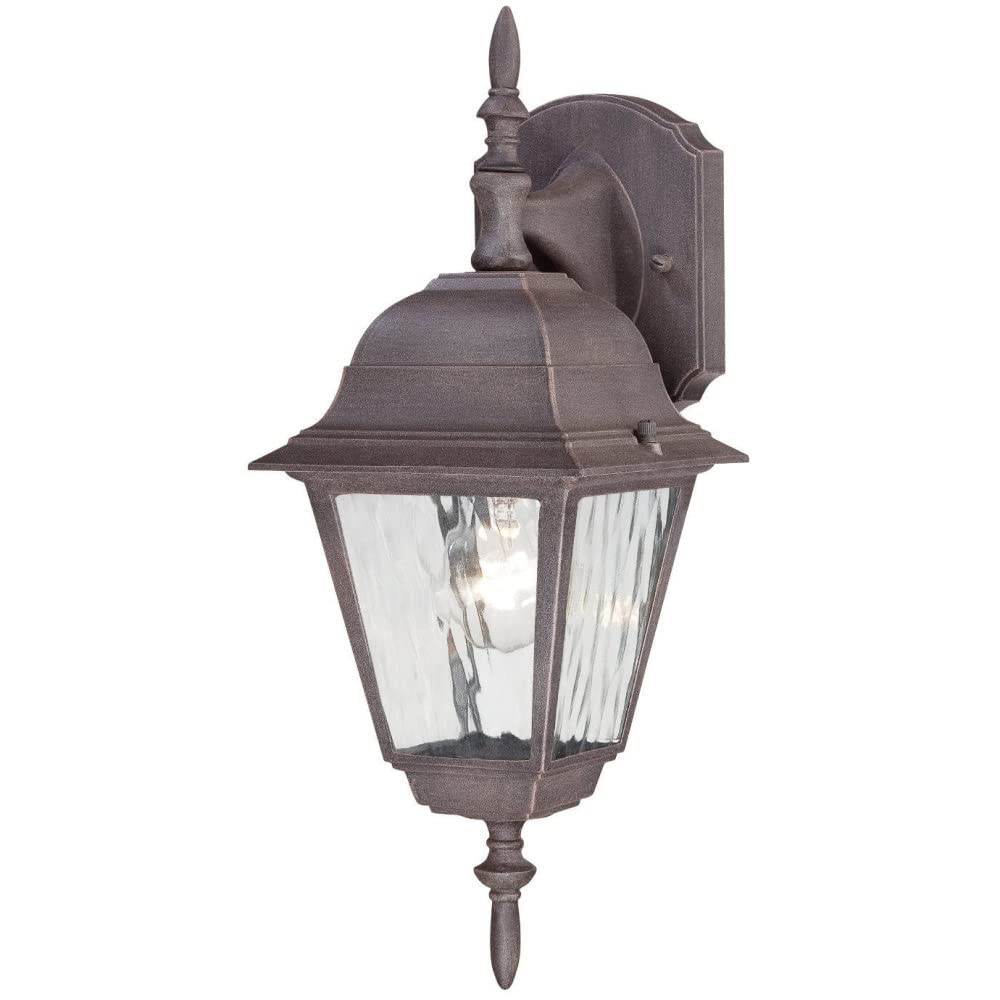 Westinghouse Lighting 6785100 One-Light Exterior Wall Lantern, Textured Rust Patina Finish on Cast Aluminum with Clear Water Glass Panels