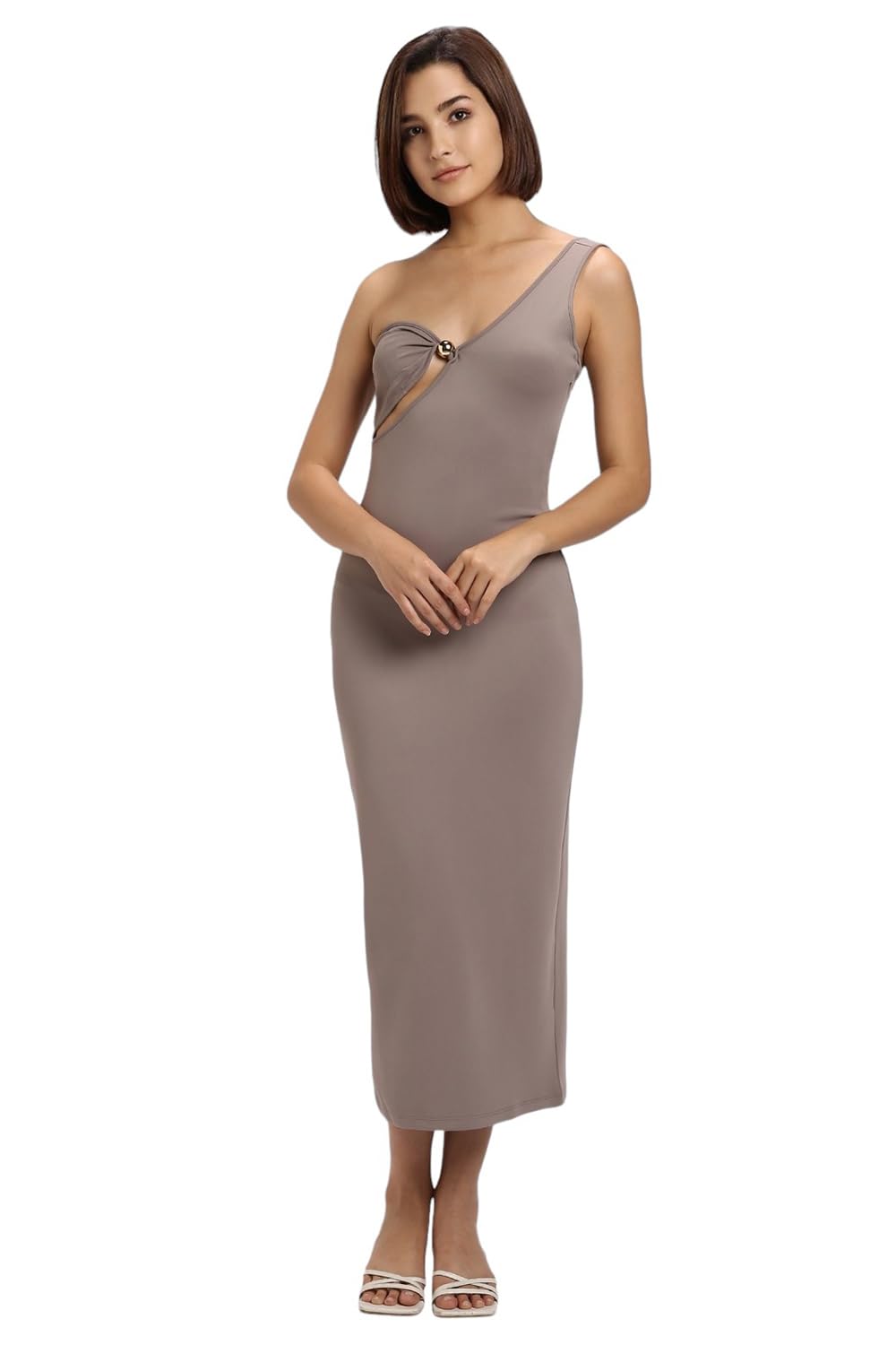 Solid Grey Maxi Dresses 23000082620001