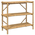 vidaXL 3-Layer Bamboo Floating Storage Shelf - 39.4Inch x 15.7Inch x 35.4Inch Brown Open Shelves for Living Room/Office/Patio, 366458-Like New Condition-Like New